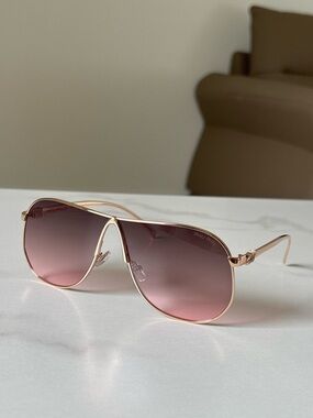 Miu Miu Rose Gold Frame Sunglasses with Pink Gradient Lenses